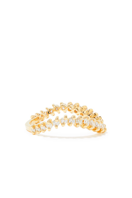 Wave Ring, 18k Yellow Gold & Diamond